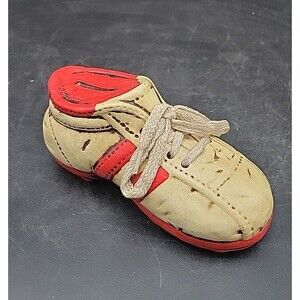 Vintage Penco Coin Piggy Bank Soccer Tennis Shoe Sneaker Red Retro Unique Decor